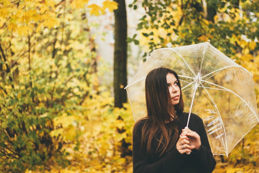 A Girl Holding An Umbrella 