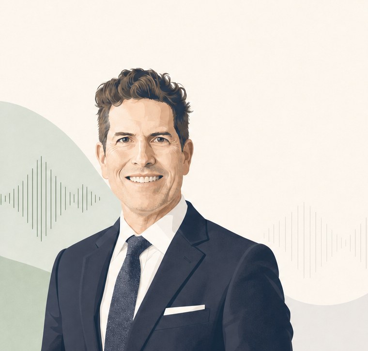 Illustrated portrait of Mark Leeds, D.O., host of The Rehab Podcast